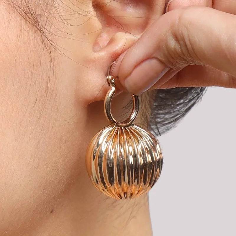 Rose gold hoop earringsTFC Vortex Bold Bead Gold Plated Hoop Earrings