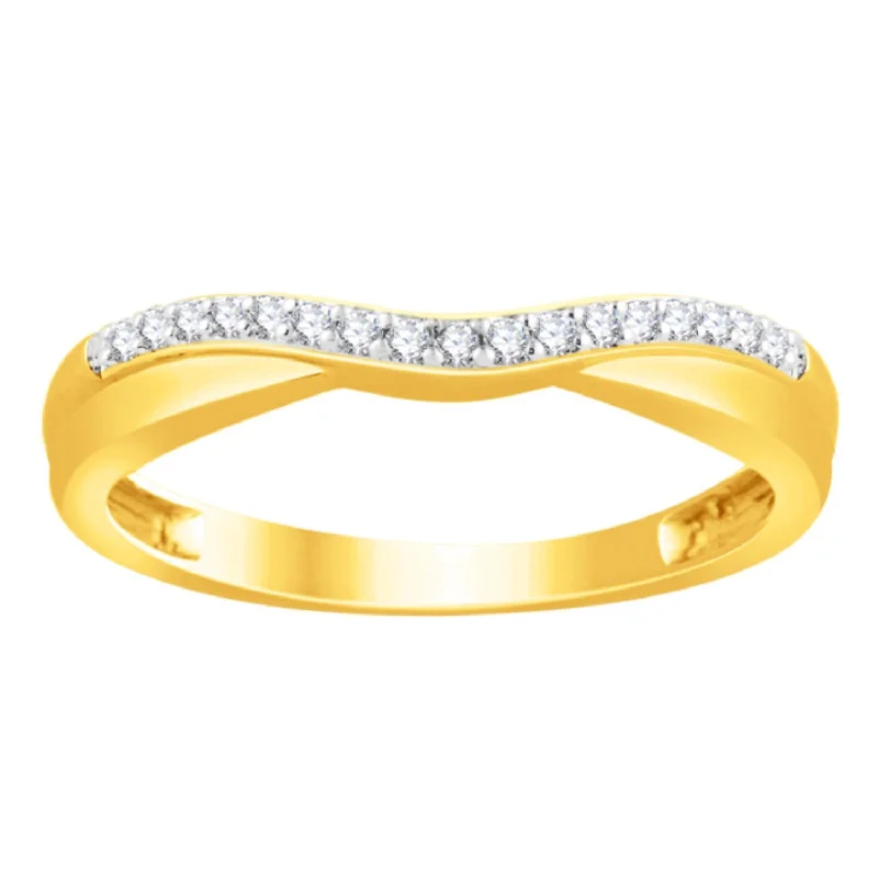 Pearl - and - Diamond - Studded Wedding Bands in White Gold for a Feminine and Elegant Touch1/10 CTW Diamond Ring in 14KT Yellow Gold