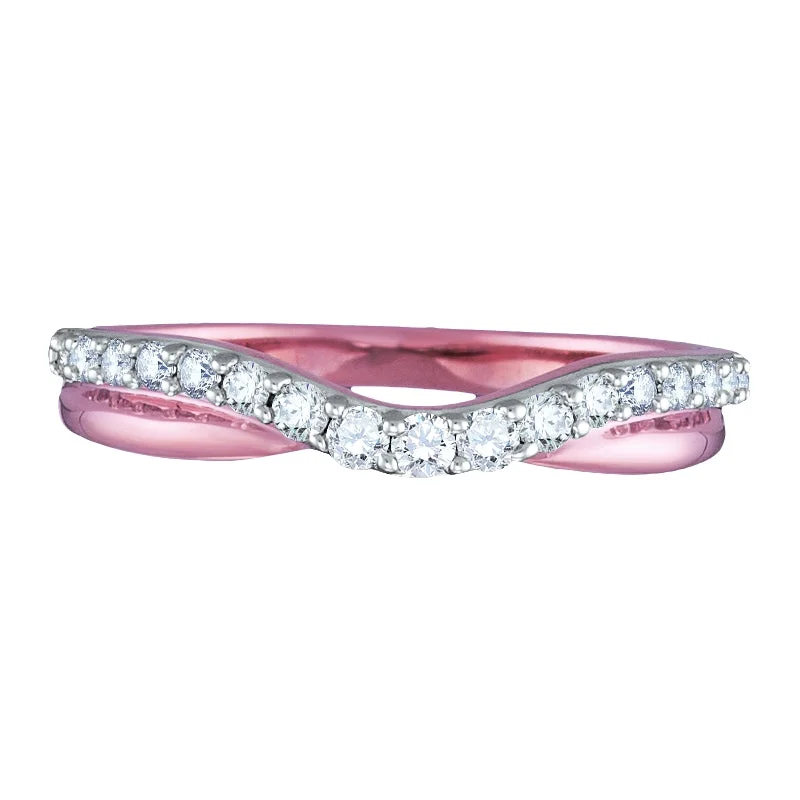 Pearl - and - Diamond - Studded Wedding Bands in White Gold for a Feminine and Elegant Touch1/4 CT Diamond Ring in 14KT Rose Gold