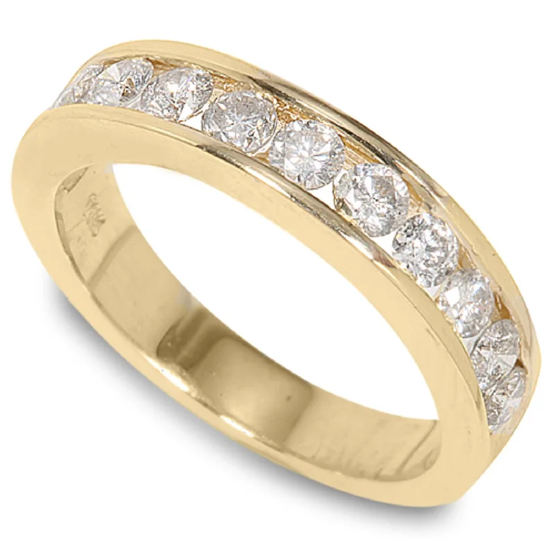 Two - Tone Gold and Silver Wedding Bands with a Twist Design for a Contemporary and Eye - Catching Style1 CTW Diamond Wedding Ring in 14KT Yellow Gold