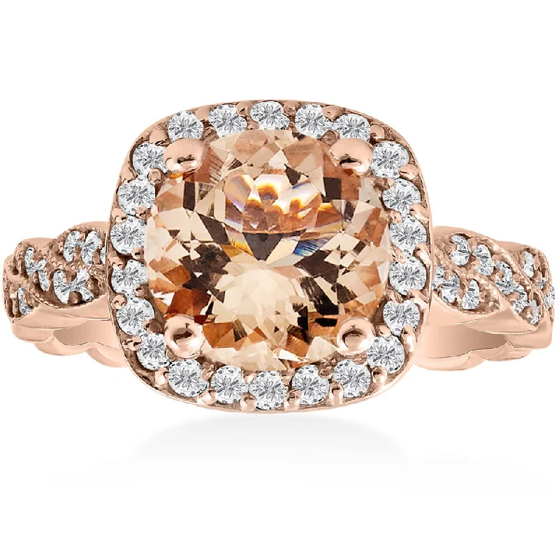 Topaz Gemstone Rings in 10K Gold with a Channel - Set Design for a Contemporary and Durable Option14K Rose Gold 1 7/8 ct TW Morganite & Diamond Vintage Cushion Halo Infinity Engagement Ring (I-J,I2-I3)