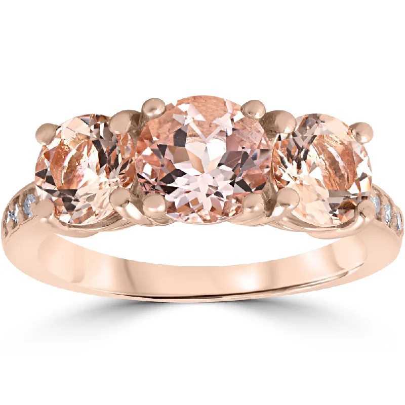 Emerald Gemstone Rings Set in Platinum with Filigree Work for a Vintage - Inspired Look14K Rose Gold 3 1/5 ct TW Morganite & Diamond 3-Stone Engagement Ring (I-J,I2-I3)