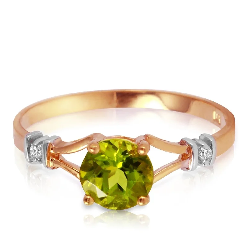 Emerald Gemstone Rings Set in Platinum with Filigree Work for a Vintage - Inspired Look14K Solid Gold 0.87 Carat Diamond Ring w/ Round Green Peridot Gemstone