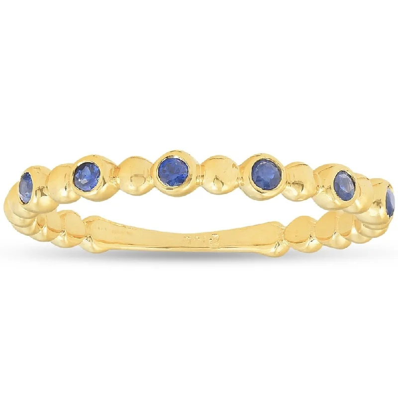 Lapis Lazuli Gemstone Rings in Sterling Silver with a Star - Shaped Setting for a Celestial - Inspired Piece14k Yellow Gold Blue Sapphire Ring 1/8ct Womens Stackable Beaded Band