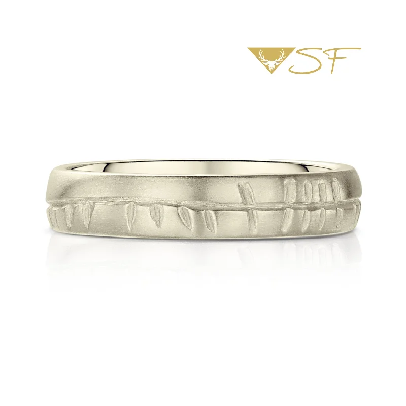 Custom - Engraved Titanium Wedding Bands with Personalized Messages for a One - of - a - Kind and Sentimental PieceOgham 4mm Oval Court Ring in 18ct White Scottish Gold