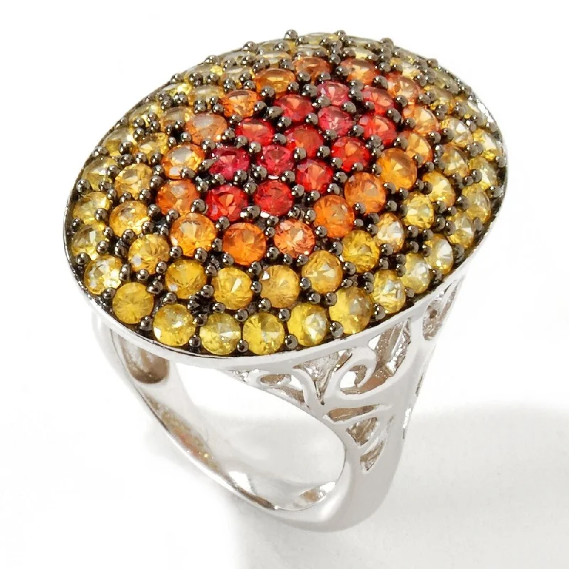 Jasper Gemstone Rings in 18K Gold Vermeil with a Matte Finish for a Subtle and Elegant Look18K Yellow Gold Over Silver 4.10ctw Orange Sapphire Cluster Ring