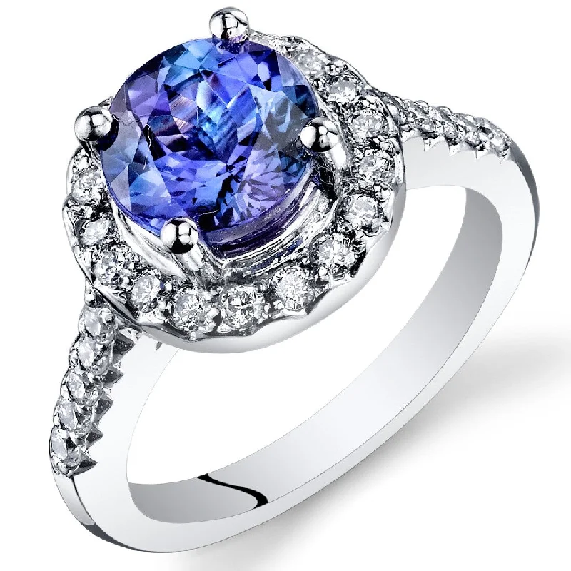 Iolite Gemstone Rings in 10K Gold with a Twisted Band for a Distinctive and Stylish Accessory2.56 ct Tanzanite Round and Diamond Ring in 14k White Gold