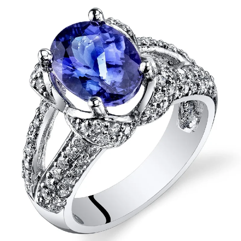 Moonstone Gemstone Rings in Silver - Plated Copper with a Celtic - Inspired Pattern for a Mystical Vibe3.26 ct Tanzanite Oval and Diamond Ring in 14k White Gold