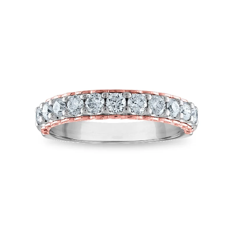 Adjustable - Fit Wedding Bands in Gold - Plated Metal for a Comfortable and Custom - Fitting OptionEcoLove 3/4 CTW Lab Grown Diamond Wedding Ring in 14KT White and Rose Gold