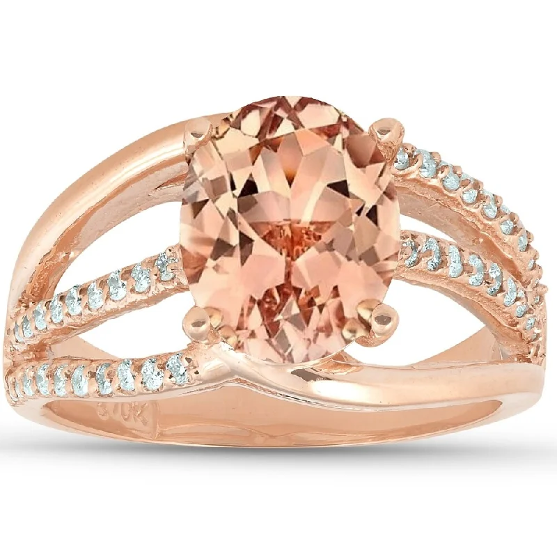 Iolite Gemstone Rings in 10K Gold with a Twisted Band for a Distinctive and Stylish Accessory3 Ct TW Large Oval Peach Morganite & Diamond Ring 10k Rose Gold