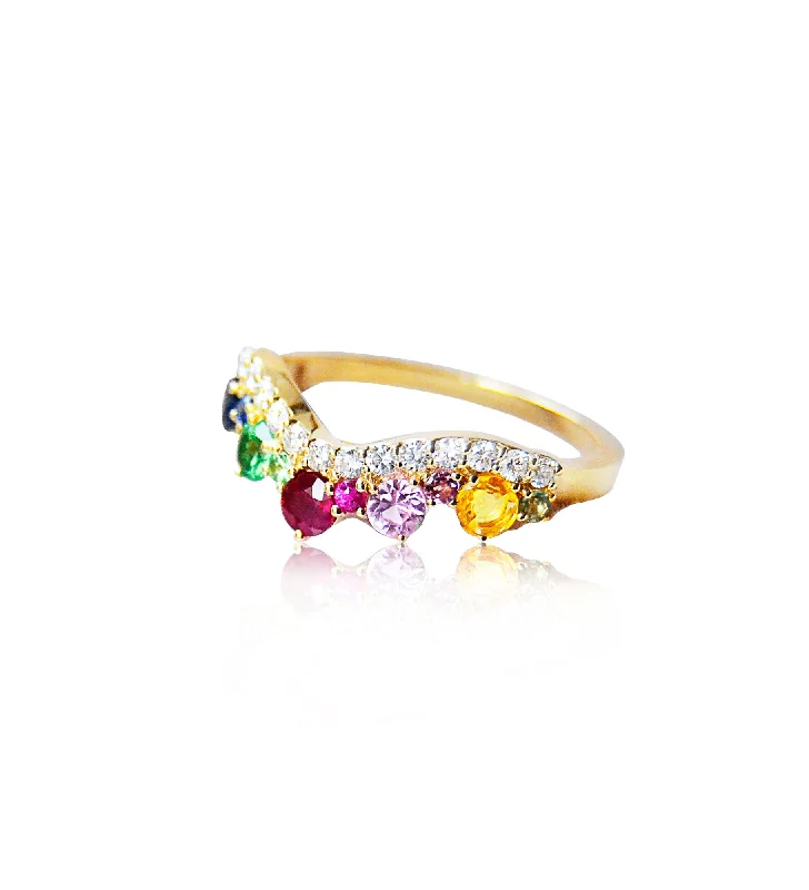 Alexandrite Gemstone Rings in Platinum with a Hidden Halo for a Rare and Luxurious PieceJosephine 14K Gold Ring w. Diamonds, Rubies, Tsavorites & Sapphires