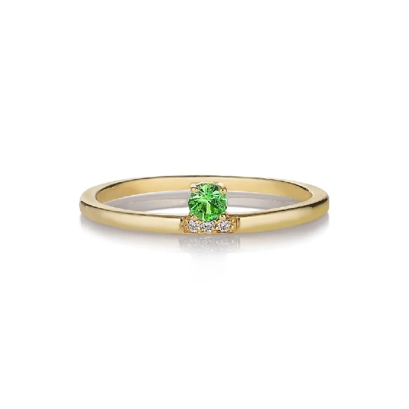 Peridot Gemstone Rings in 14K Gold - Filled Metal with a Pave - Set Band for a Sparkling LookMarie 14K Gold Ring w. Tsavorite & Diamonds