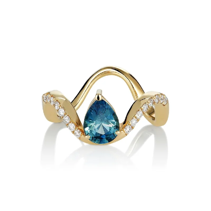 Opal Gemstone Rings in Rose Gold with a Milgrain Edge for a Feminine and Romantic StyleMutu Kola 18K Gold Ring w. Diamonds & Sapphires