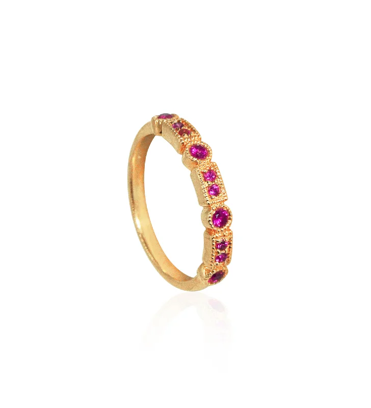 Topaz Gemstone Rings in 10K Gold with a Channel - Set Design for a Contemporary and Durable OptionTrine Ji Hot Pink 14K Gold Ring w. Sapphires