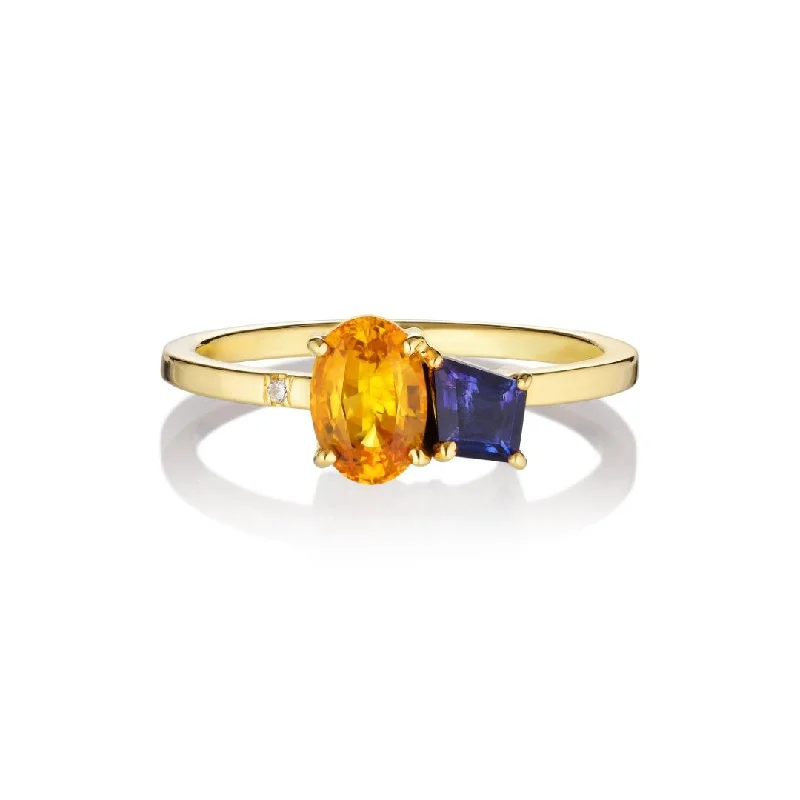 Jasper Gemstone Rings in 18K Gold Vermeil with a Matte Finish for a Subtle and Elegant LookVarnaya Dodam 18K Gold Ring w. Diamonds & Sapphires