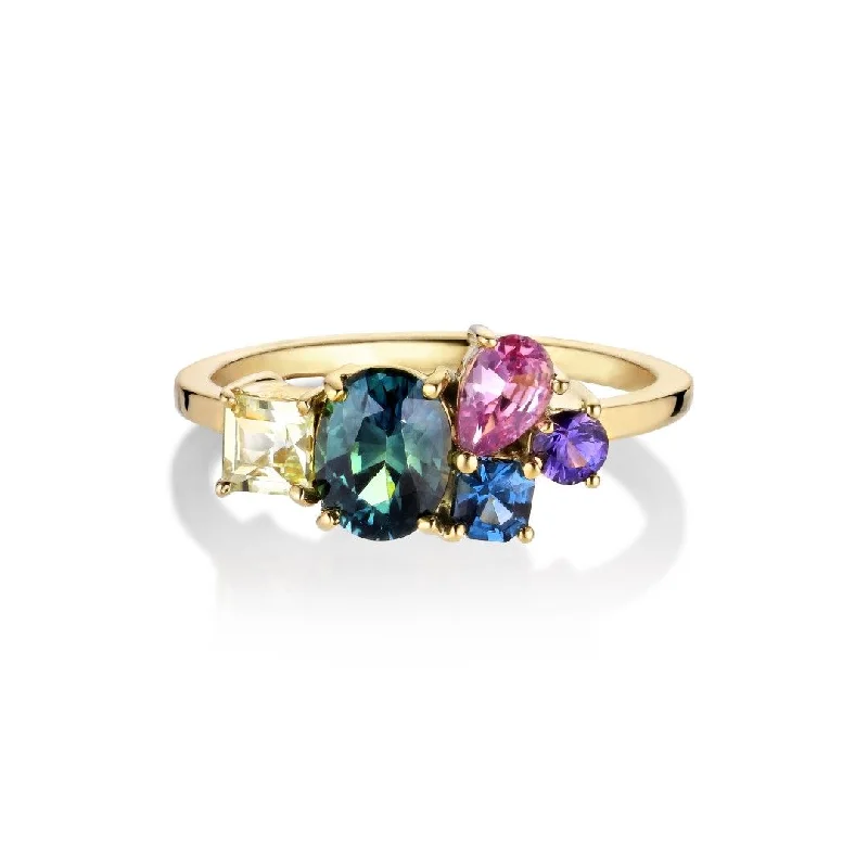 Topaz Gemstone Rings in 10K Gold with a Channel - Set Design for a Contemporary and Durable OptionVarnaya Pipena 18K Gold Ring w. Sapphires & Spinel