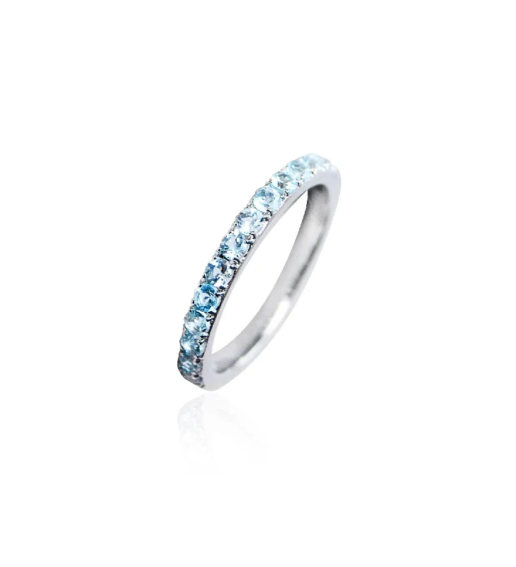 Pearl - and - Diamond - Studded Wedding Bands in White Gold for a Feminine and Elegant TouchSarah Lil Aqua 14K Whitegold Ring w. Aquamarines