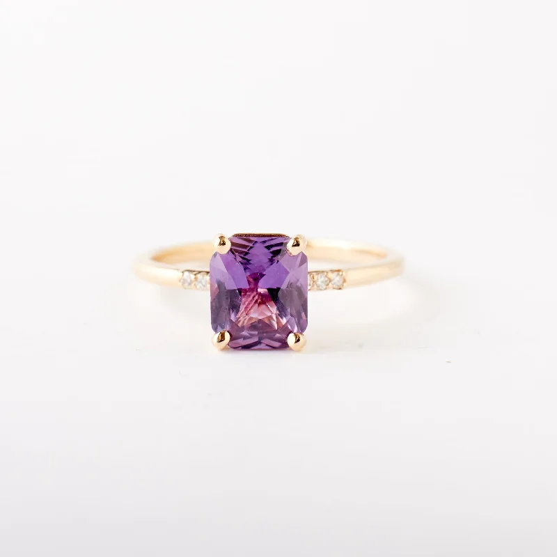 Heart - Shaped Engagement Rings in 14K Pink Gold for a Romantic ProposalAshia Ring - 1.55 Carat Pink Purple Radiant Sapphire