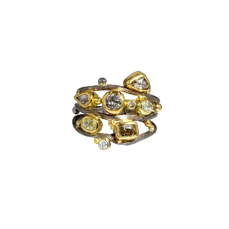 Jasper Gemstone Rings in 18K Gold Vermeil with a Matte Finish for a Subtle and Elegant LookTriple Seafire 18K & 22K Gold & Whitegold Ring w. Diamond