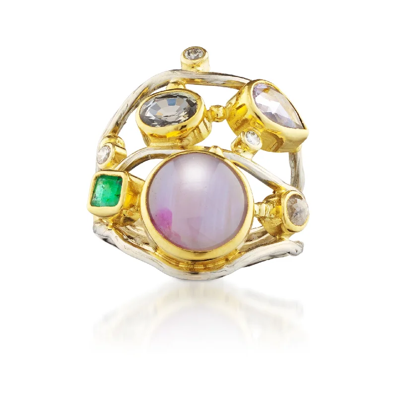 Jasper Gemstone Rings in 18K Gold Vermeil with a Matte Finish for a Subtle and Elegant LookSeafire 18K Gold & Whitegold Ring w. Sapphires & Diamonds