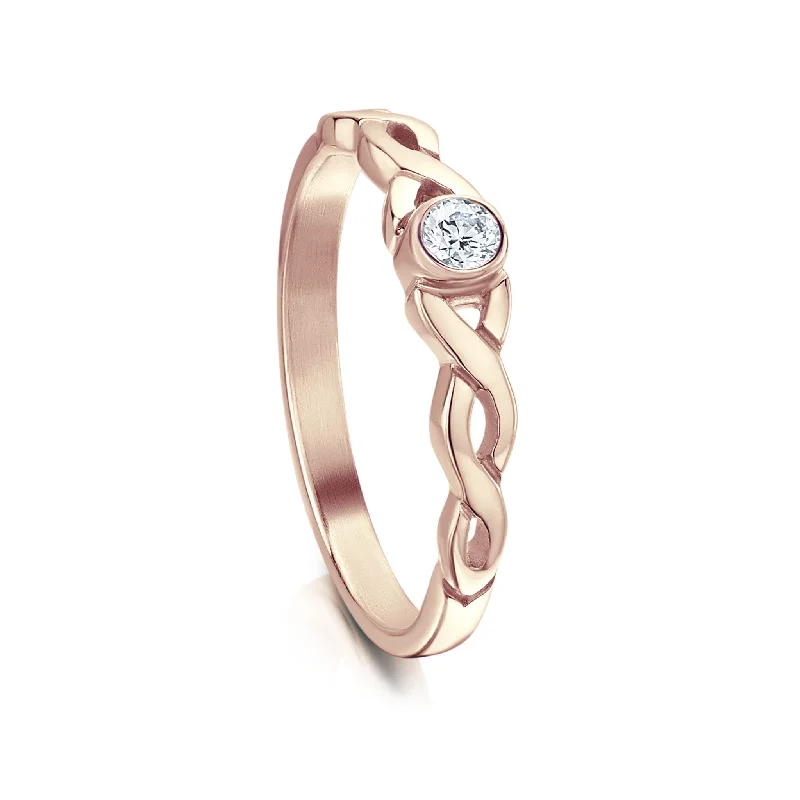 Signature - Design Engagement Rings with a Brand - Exclusive Pattern and Premium DiamondsCeltic Twist 0.09ct Diamond Solitaire Ring in 9ct Rose Gold