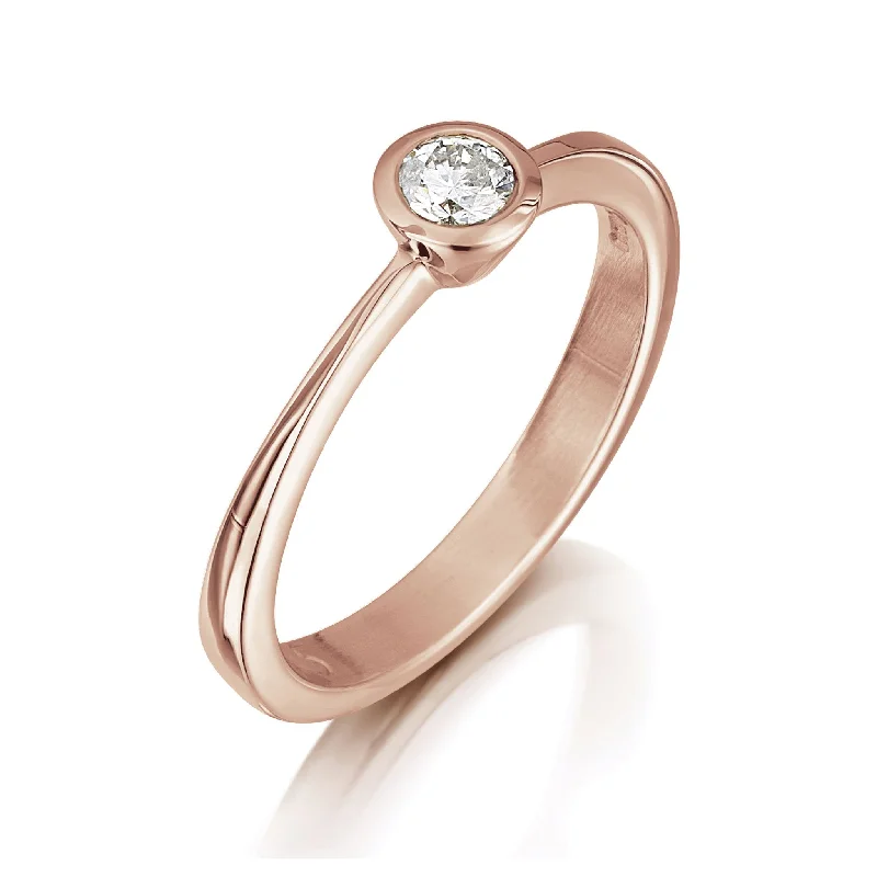 Vintage - Inspired Engagement Rings with Filigree Work and Emerald - Cut Center StoneContemporary 0.15ct Solitaire Diamond Ring in 9ct Rose Gold