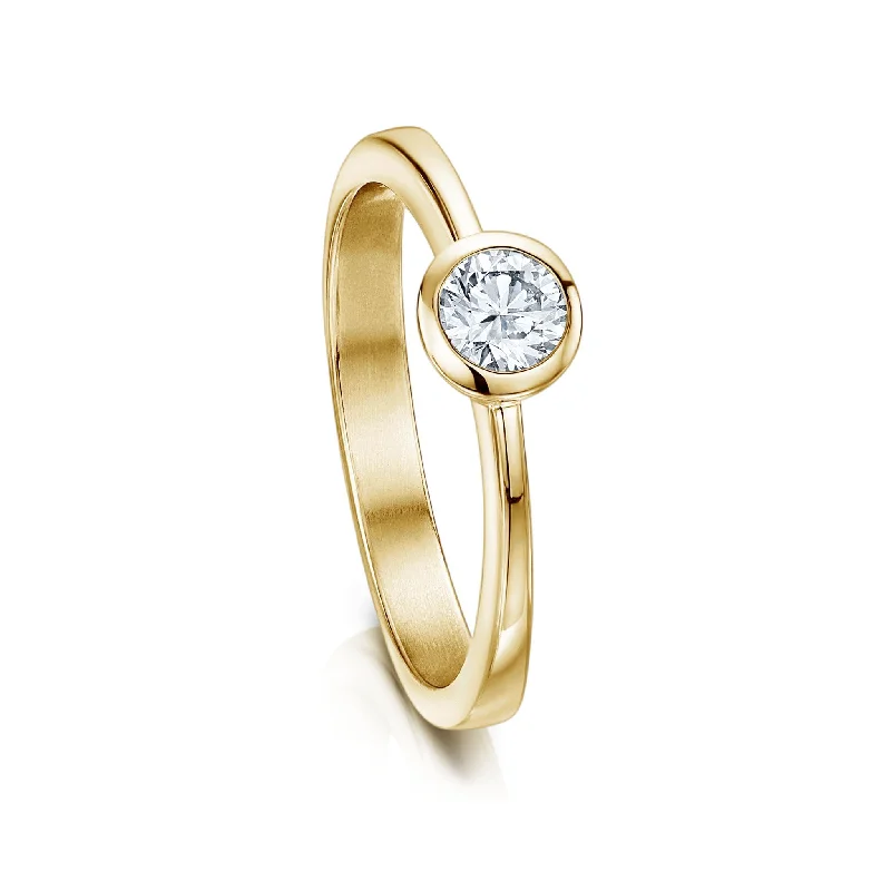 Art Deco Engagement Rings with Geometric Patterns and Baguette - Cut Diamond AccentsContemporary 0.25ct Solitaire Diamond Ring in 9ct Yellow Gold