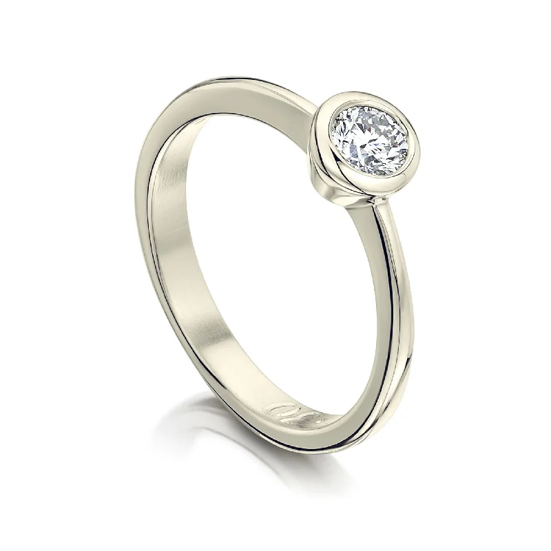 Cushion - Cut Halo Engagement Rings with a Platinum Band and Micro - Pave DetailsContemporary 0.30ct Solitaire Diamond Ring in 9ct White Gold