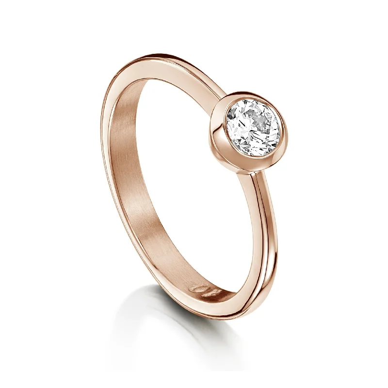 Adjustable Engagement Rings with a Flexible Band and a Princess - Cut Center DiamondContemporary 0.40ct Solitaire Diamond Ring in 9ct Rose Gold