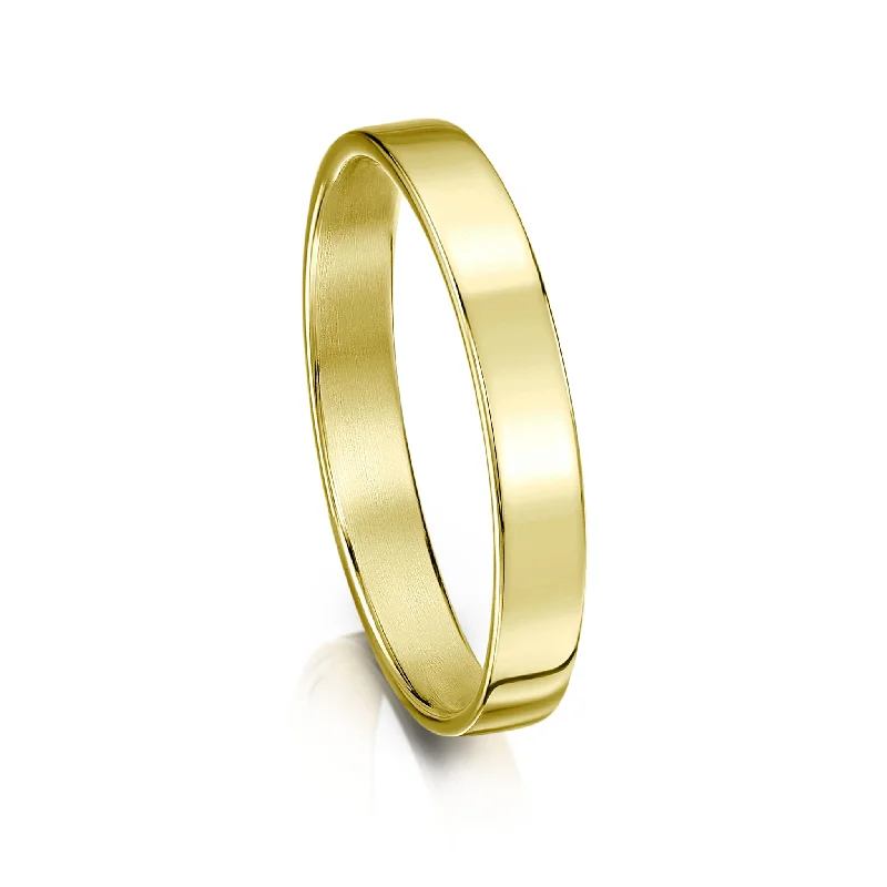 Laser - Etched Floral Design Wedding Bands in Palladium for a Delicate and Intricate LookContemporary 3mm Wedding Ring in 18ct Yellow Gold