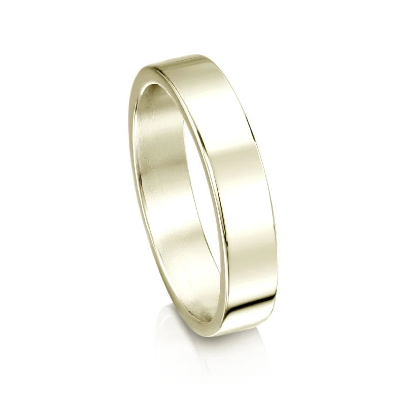 Men's Tungsten Carbide Wedding Bands with a Matte Finish and Grooved Details for a Modern and Durable OptionContemporary 4mm Wedding Ring in 18ct White Gold