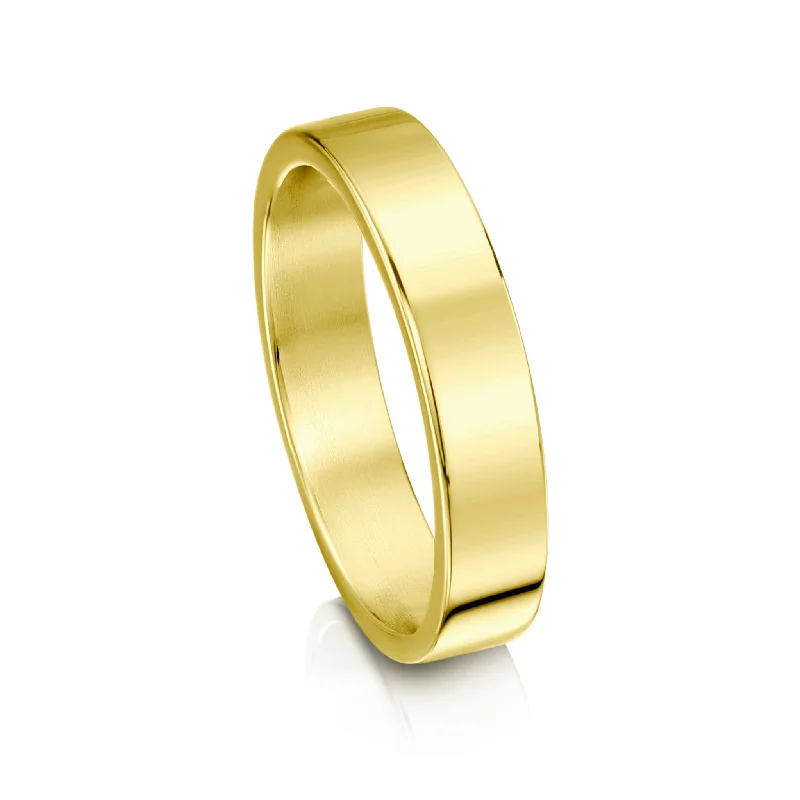 Two - Tone Gold and Silver Wedding Bands with a Twist Design for a Contemporary and Eye - Catching StyleContemporary 4mm Wedding Ring in 18ct Yellow Gold