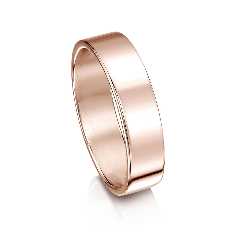 Laser - Etched Floral Design Wedding Bands in Palladium for a Delicate and Intricate LookContemporary 5mm Wedding Ring in 9ct Rose Gold