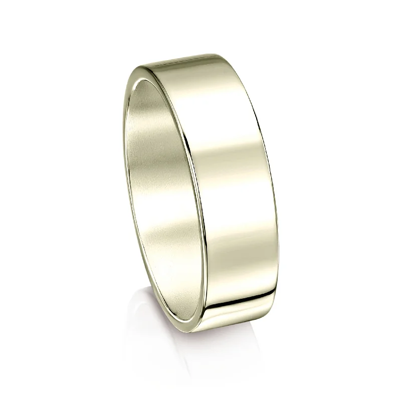 Men's Tungsten Carbide Wedding Bands with a Matte Finish and Grooved Details for a Modern and Durable OptionContemporary 6mm Wedding Ring in 18ct White Gold