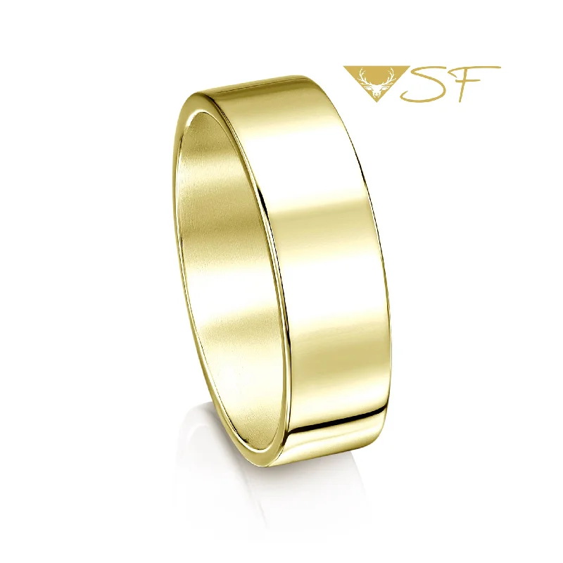 18K White Gold Classic Round - Cut Diamond Wedding Bands for a Timeless and Elegant LookContemporary 6mm Wedding Ring in 18ct Yellow Scottish Gold