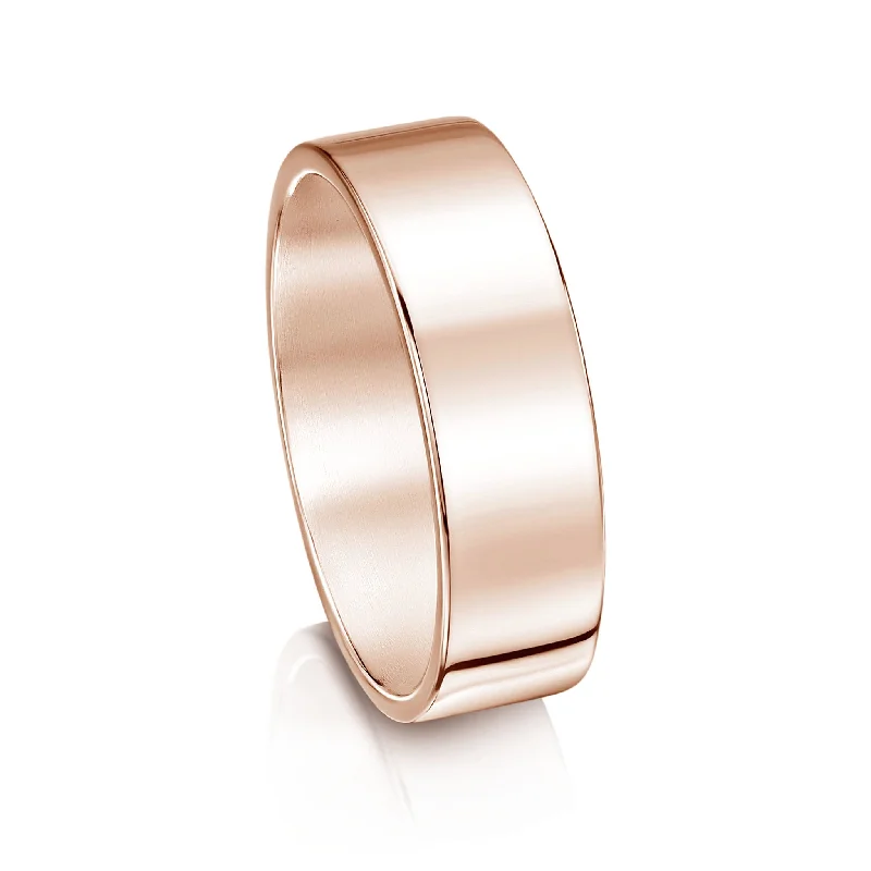 Moissanite - Set Wedding Bands in Yellow Gold for a Sparkling and Ethical Alternative to DiamondsContemporary 6mm Wedding Ring in 9ct Rose Gold