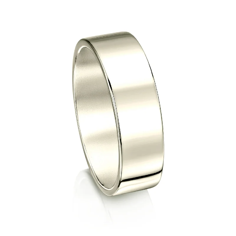 Art Deco - Inspired Wedding Bands with Geometric Patterns in Platinum for a Retro and Glamorous StyleContemporary 6mm Wedding Ring in 9ct White Gold