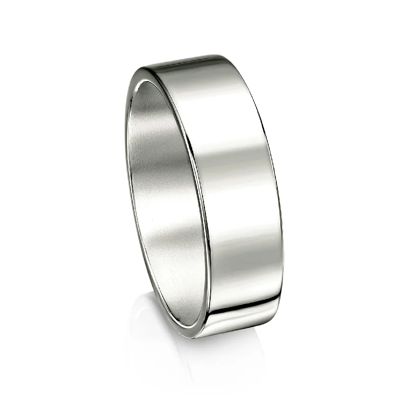 Custom - Engraved Titanium Wedding Bands with Personalized Messages for a One - of - a - Kind and Sentimental PieceContemporary 6mm Wedding Ring in Platinum