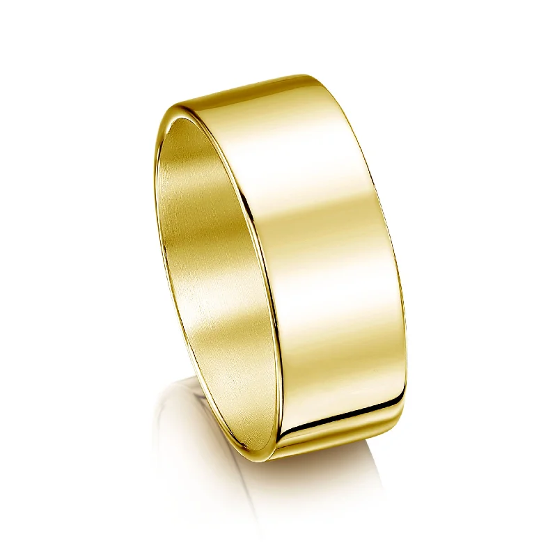 Custom - Engraved Titanium Wedding Bands with Personalized Messages for a One - of - a - Kind and Sentimental PieceContemporary 8mm Wedding Ring in 18ct Yellow Gold