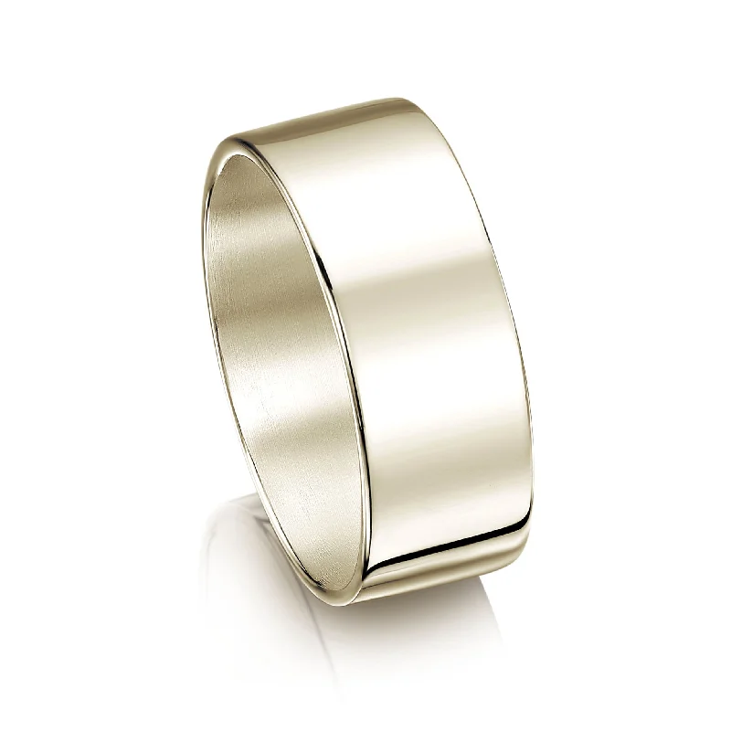 Adjustable - Fit Wedding Bands in Gold - Plated Metal for a Comfortable and Custom - Fitting OptionContemporary 8mm Wedding Ring in 9ct White Gold