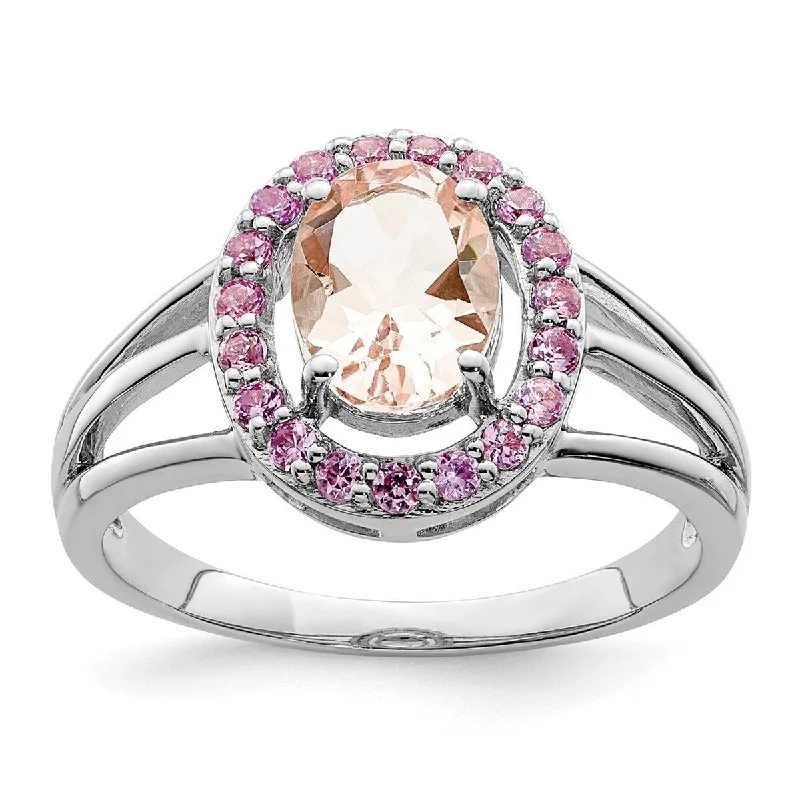 Opal Gemstone Rings in Rose Gold with a Milgrain Edge for a Feminine and Romantic StyleCurata 925 Sterling Silver Polished Open back Morganite and Pink Sapphire Oval Ring