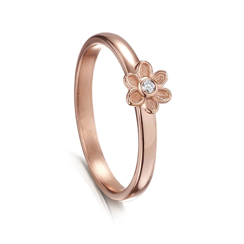 Cathedral - Style Engagement Rings with a Raised Center Stone and Intricate MetalworkDiamond Daisies Ring in 9ct Rose Gold