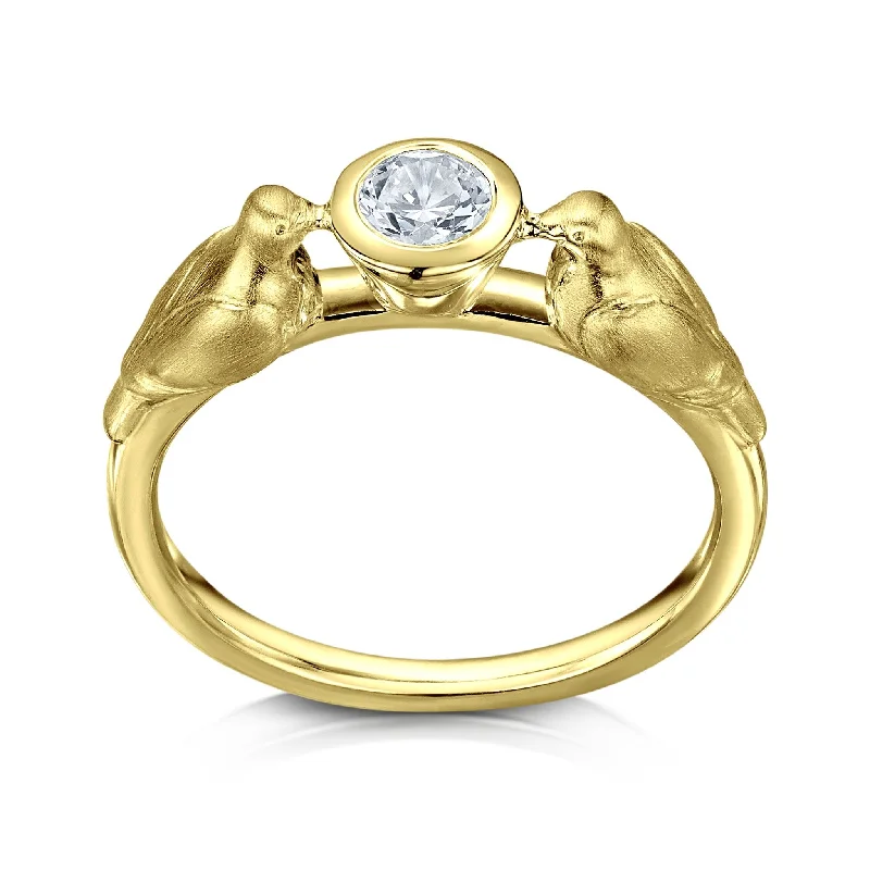 Three - Stone Engagement Rings Symbolizing Love's Past, Present, and Future with Asscher - Cut DiamondsDove Diamond Ring in 18ct Yellow Gold