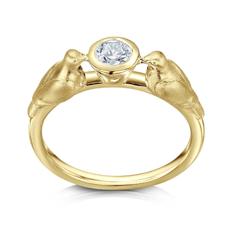 Vintage Cluster Engagement Rings with Antique - Cut Diamonds and Silver FiligreeDove Diamond Ring in 9ct Yellow Gold