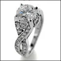 Marquise Cut Engagement Rings with a Channel - Set Diamond BandEngagement 1.25 Round Center Pave Cubic Zirconia Cz Ring