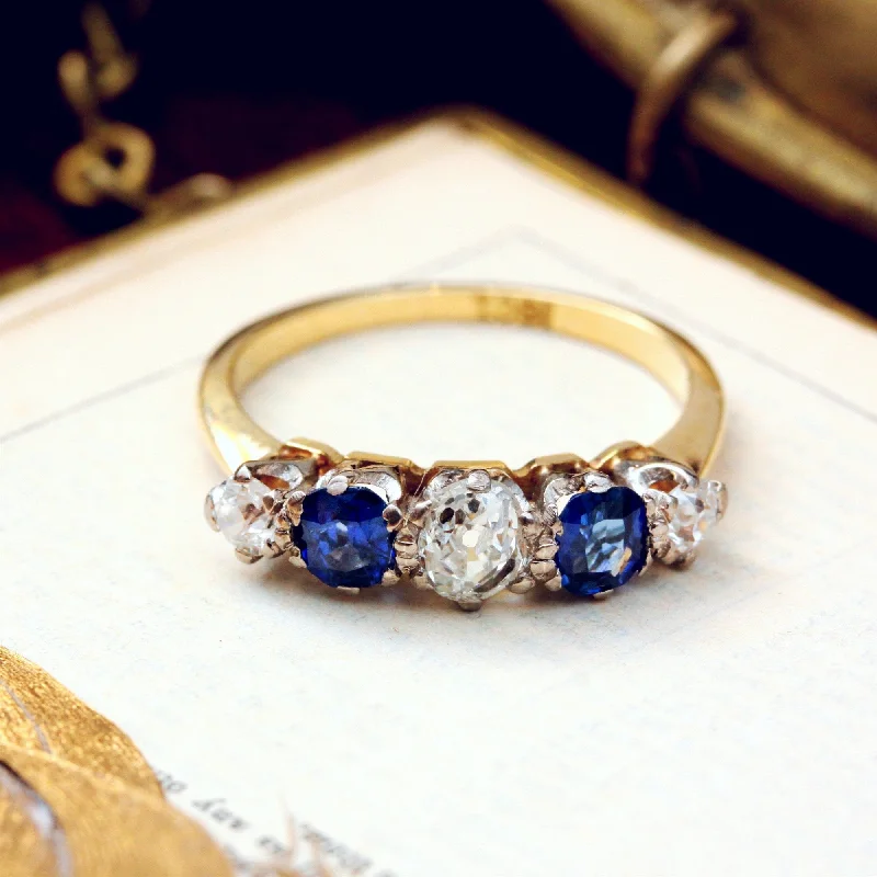 Topaz Gemstone Rings in 10K Gold with a Channel - Set Design for a Contemporary and Durable OptionVintage Deep Blue Sapphire & Diamond Ring