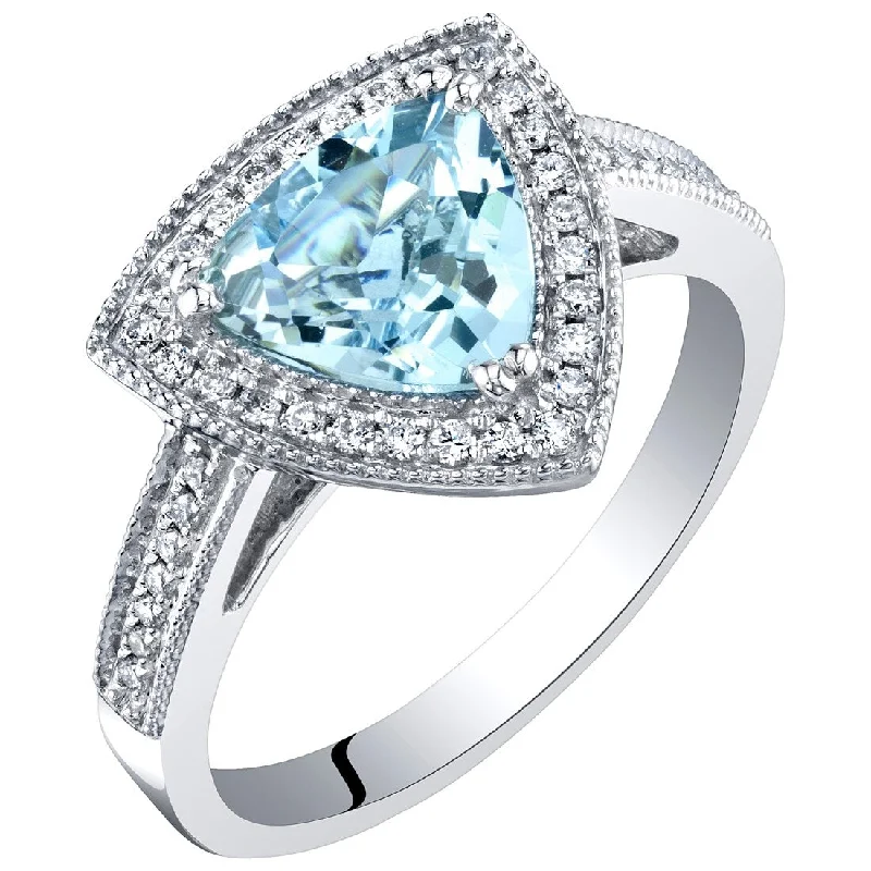 Sapphire Gemstone Rings in 18K White Gold with Diamond Accents for an Elegant EngagementIGI Certified 1.50 ct Aquamarine and Diamond Ring in 14k White Gold