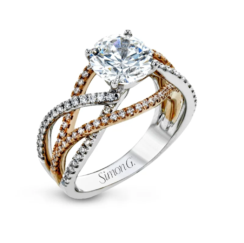 Marquise Cut Engagement Rings with a Channel - Set Diamond BandRound-Cut Criss-Cross Engagement Ring In 18k Gold With Diamonds