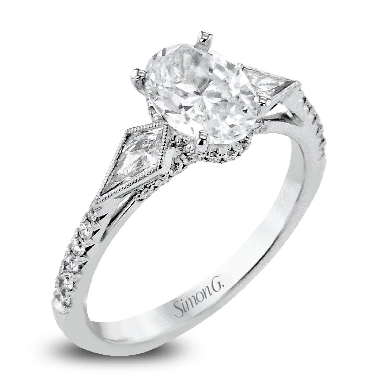 Solitaire Engagement Rings with a High - Clarity Round Diamond and Tapered BandOval-Cut Three-Stone Engagement Ring In 18k White Gold With Diamonds