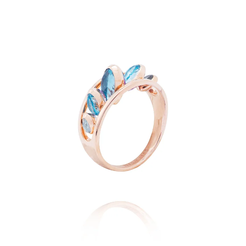 Moonstone Gemstone Rings in Silver - Plated Copper with a Celtic - Inspired Pattern for a Mystical VibeDancing Blue 18K Rosegold Ring w. Topaz & Amethyst